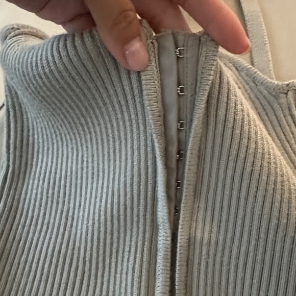 ZARA Light Gray Ribbed Crop Cardigan set - Picture 5 of 12